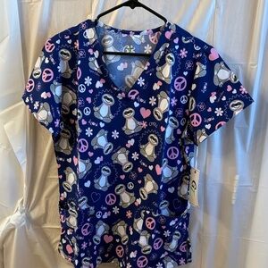 Women's Blue Cartoon Print Top